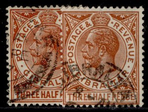 GIBRALTAR GV SG91 + 91a, 1½d SHADE VARIETIES, FINE USED.