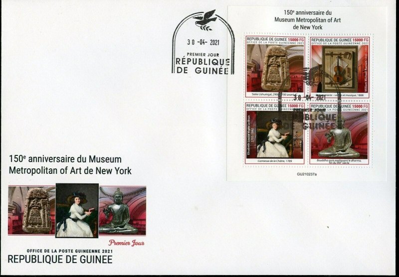 GUINEA 2021 150th ANNIVERSARY OF THE METROPOLITAN MUSEUM OF ART SHEET FDC