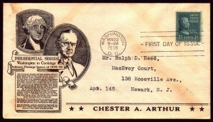 Scott 826 21 Cents Arthur Anderson FDC Typed Address Planty 826-50a