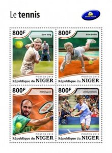 Niger - 2018 Tennis Players - 4 Stamp Sheet - NIG18506a