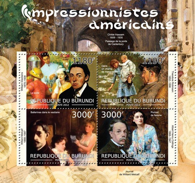 BURUNDI - 2012 - American Impressionists - Perf 4v Sheet - Mint Never Hinged