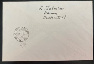 1928 Kaunas Lithuania First day cover FDC To Panemun 10th Anniv Of Independence