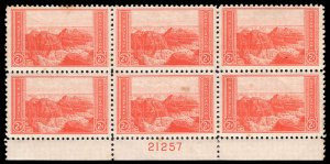 USA 741 Unused (MH) Plate Block of 6 (toning marks)