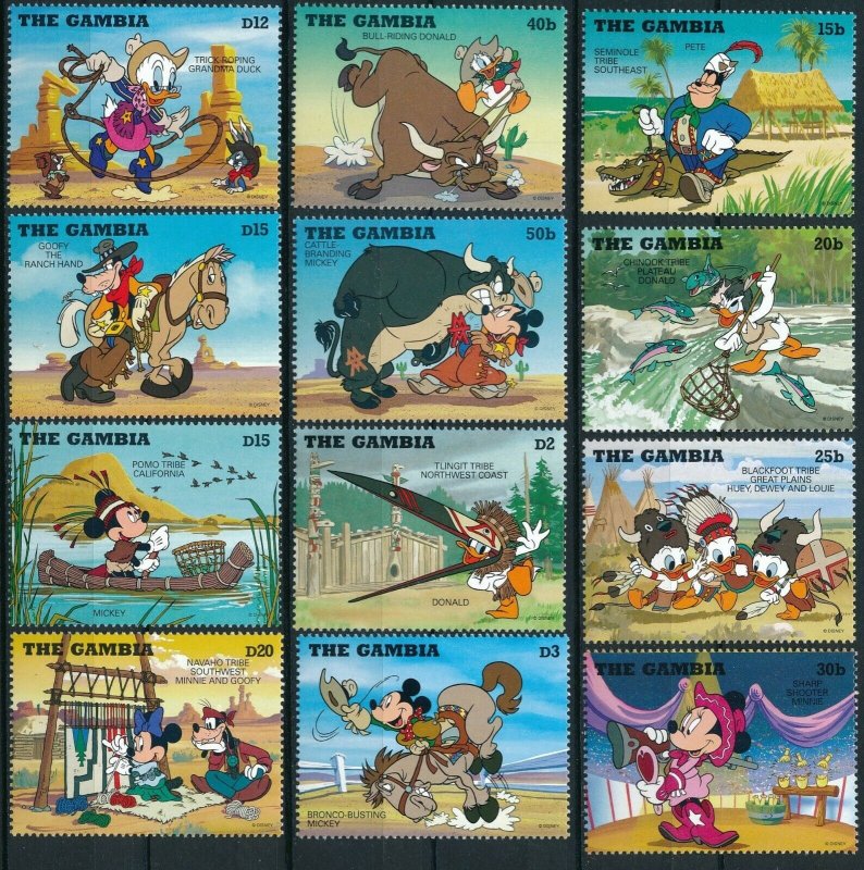 [I1484] Gambia 1995 Walt Disney Cowboys good set of stamps very fine MNH