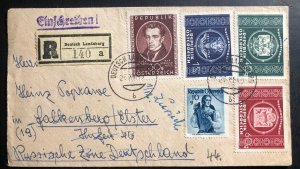 1949 Landsberg Austria Registered Cover to Russia Zone Germany Sc. #565-67