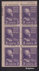 BOBPLATES #807a Jefferson Booklet Pane Upper Left 21997 55% MintNH DCV=$75 *