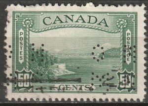 Canada 1938 Sc O244 official small OHMS perfin used