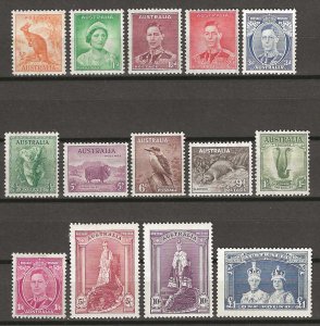 AUSTRALIA 1937/49 SG 164/178 MINT