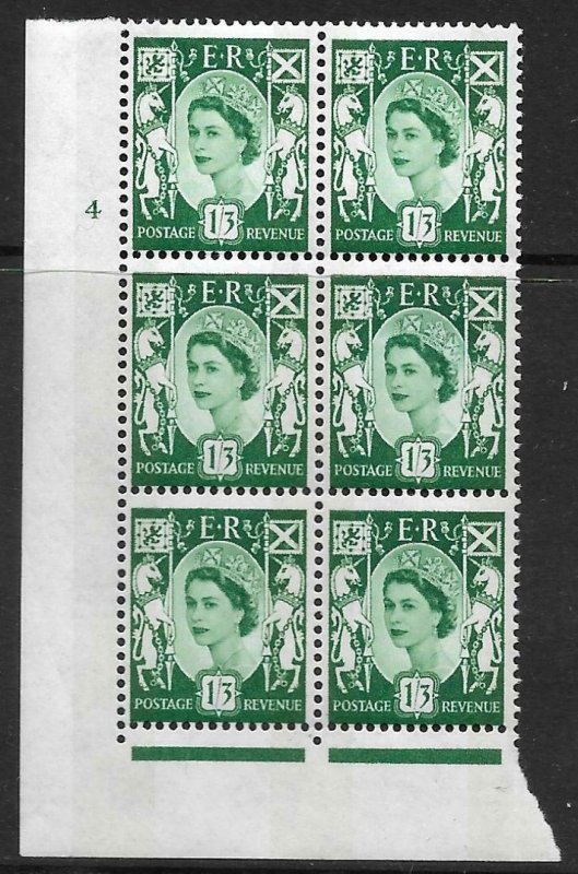 Sg XS25b 1/3 Scotland 2 x 8mm Violet Cyl 4 No Dot perf FL(I/E) UNMOUNTED MINT 