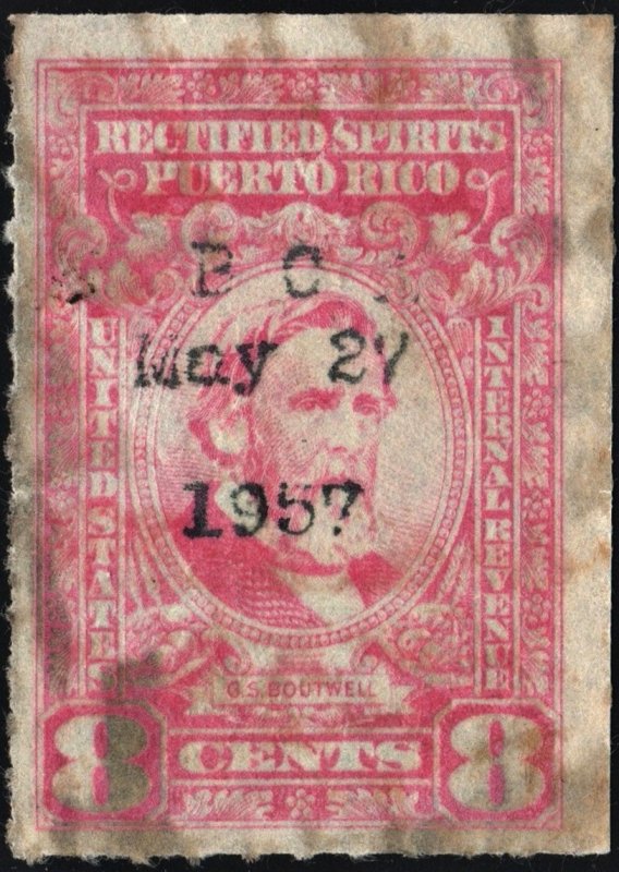 Puerto Rico #RE40 8¢ Rectified Spirits (1942) Used