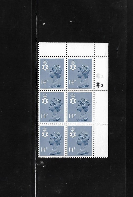 Great Britain Stamps: Northern Ireland: #NIMH23; 14p Machin UR # Blk/6 (2/2) MNH