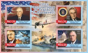 Stamps. Franklin Delano Roosevelt 1+1 sheet sperforated MNH** 2017 year NEW!