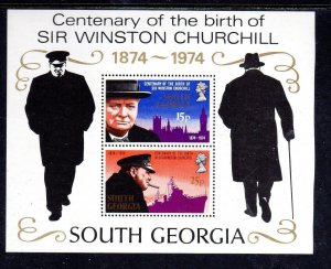 SOUTH GEORGIA #40a 1974 SIR WINSTON CHURCHILL VF NH O.G S/S2