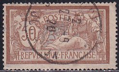 France 1900 Sc 123 Liberty and Peace 50c Bistre Brown & Gray Stamp Used