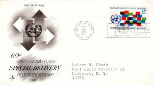 United Nations 1971 FDC Sc 223 Artcraft Cachet UN Special Delivery