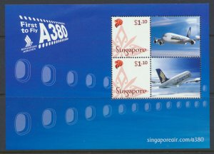 Singapore  Aviation –  A380 MS  SC 1141a type with $1.10 value see details