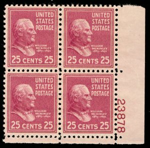 US #829 PLATE BLOCK, SUPERB mint never hinged, a select mint plate block,  WO...