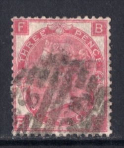 GB 1867 QV 3p Plate 4 Watermark Spray of Rose Used #49 CV$350