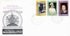 Maldives 1986 Sc 1172-4 FDC