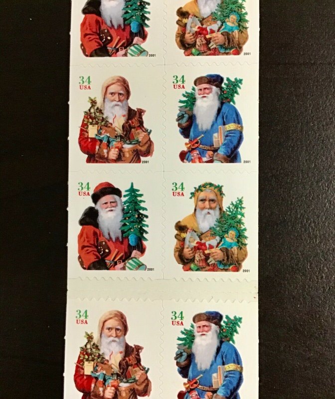 BK286  (3544V) 34 cent. Santa Claus.  Booklet of 20. Issued in 2001.