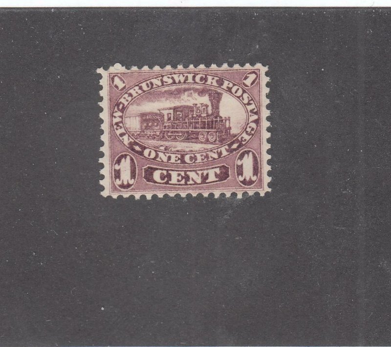 NEW BRUNSWICK # 6 VF-MNG 1cts 1860 LOCOMOTIVE /RED LILAC /CENTS ISSUE CV $60