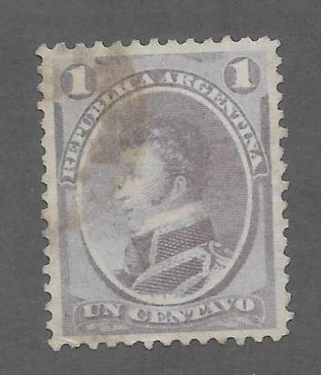 Argentina Scott #22 Used 1c Gen. Antonio G, Balcarce Stamp 2017 CV $2.29