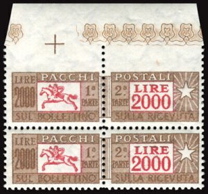 Postal parcels Lire 2.000 varieties not dent at the top