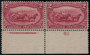 286 VF+ OG NH, Plate Number Pair, Choice! gg0726