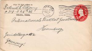 United States Nebraska Omaha 1910 machine  2c Washington Oval Die Envelope Tr...