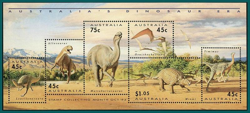 Australia 1993 Dinosaurs, MS MNH #1347a,SGMS1429