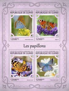 Guinea - 2017 Butterflies on Stamps - 4 Stamp Sheet - GU17110a