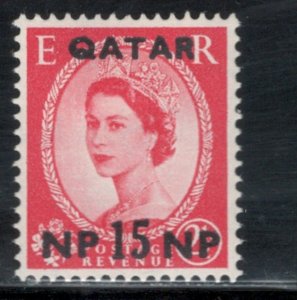 Qatar 1960 Queen Elizabeth II Surcharge 15np on 2 1/2p Scott # 23 MH