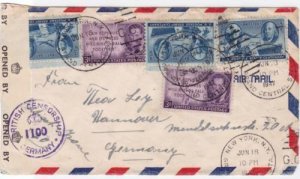 U.S. 1947 British censorship germany New York central stamp cover  ref R20033