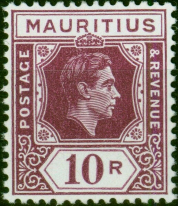 Mauritius 1938 10R Reddish Purple SG263 Chalk V.F MNH