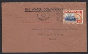 JAMAICA 1960 WATER COOMMISSION HEADED Cover QE2 8d to USA