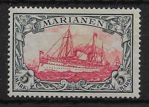 MARIANA ISLANDS SG25 1901 5m CARMINE & BLACK MTD MINT