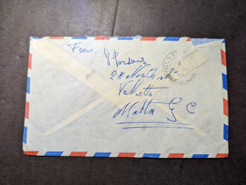 1955 British Malta Airmail Cover Valletta to MELF6