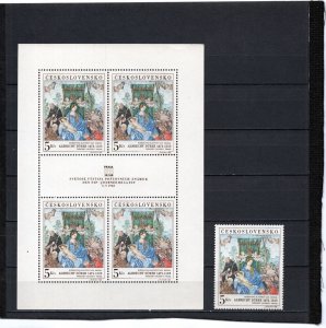 CZECHOSLOVAKIA 1968 PAINTINGS BY DURER SET OF 1 STAMP & SHEET OF 4 STAMPS MNH