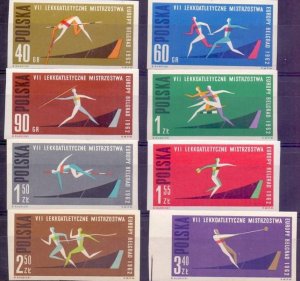 Poland 1962 MNH Stamps Scott 1079-1086 Imperf Sport Athletics European Champion