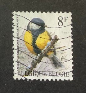 Belgium 1992 Scott 1443 used - 8fr,  birds, Mesange charboniere