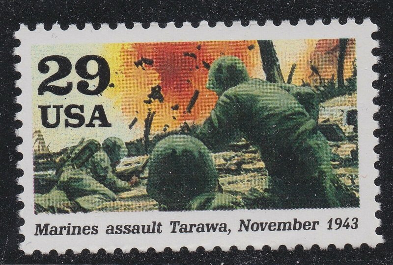 US 2765j 1943 Turning the Tide Marines assault Tarawa 29c single MNH 1993