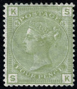 GB 4d sage green SK Plate 15. SG 153. Ex Queen's Collection. RPS Cert. Moun...