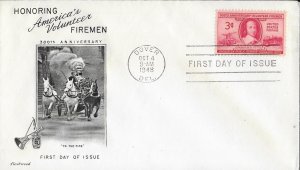 1948 FDC, #971, 3c Volunteer Firemen, Fleetwood