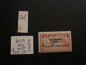 FRANCE 1929 MNH SIGNED SC 246 OVERPRINT SET  FINE $1325 (265)