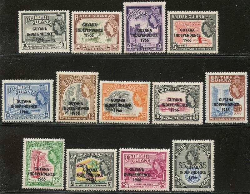 GUYANA Sc#7-10,11-14,15a,16-19 1966-67 Overprints Set OG Mint NH