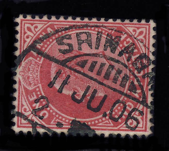 INDIA - 1906 -  SRINAGAR  CDS on SG123 1a Carmine