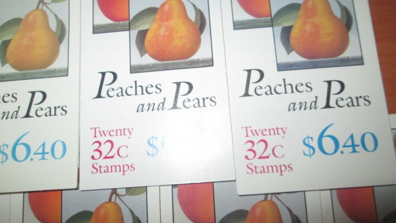 Discount Postage 7x Peaches & Pears 32c US Booklet  Face $44.40 #2487-88 VF MNH