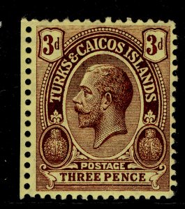 TURKS AND CAICOS ISLANDS GV SG133, 3d purple/yellow, VLH MINT.