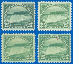 US SCOTT #568, 3 Are Mint-F/VF-LH, Stamp w Red Mark is NH, SCV $70.50! (SK)