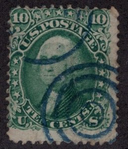 US #68 Ten Cent Washington BLUE CANCEL  *Minor Fault* ~jm-0111